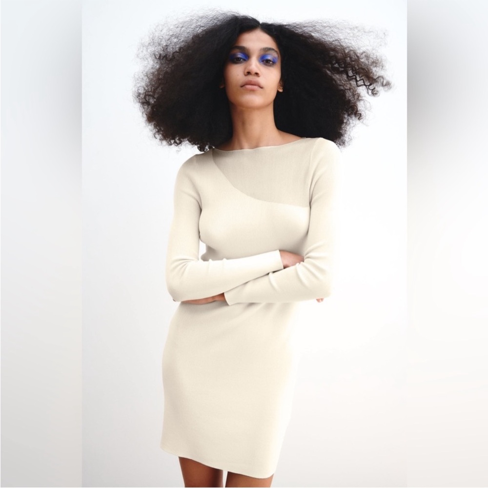 Zara Asymmetrical Mesh Mini Dress